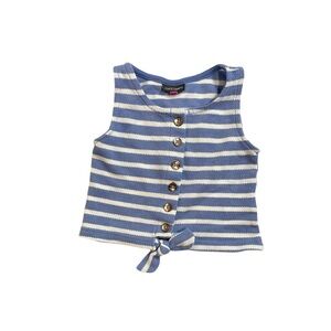 Vince Camuto Blue and White Striped Sleeveless Top